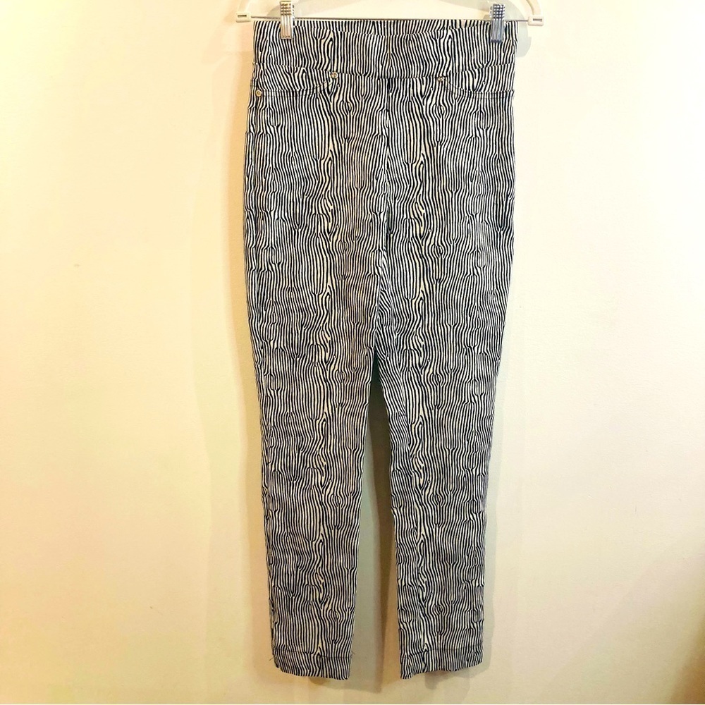 JOSEPH RIBKOFF Sz 6 Black and Gold Animal Zebra Print Pull On High Waist Pants